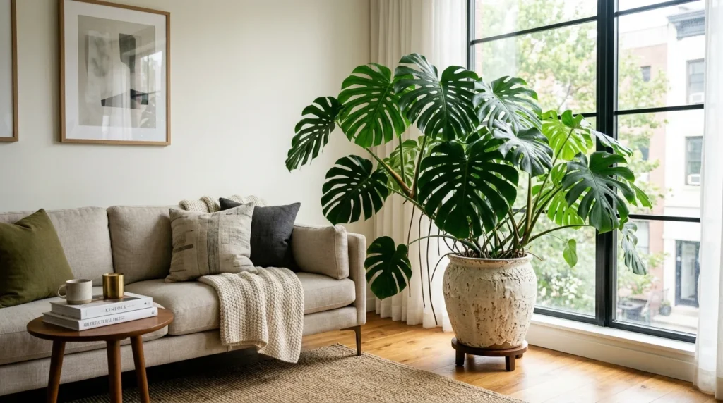 Indoor houseplants in decorative pots bringing natural beauty and freshness to a modern home interior.